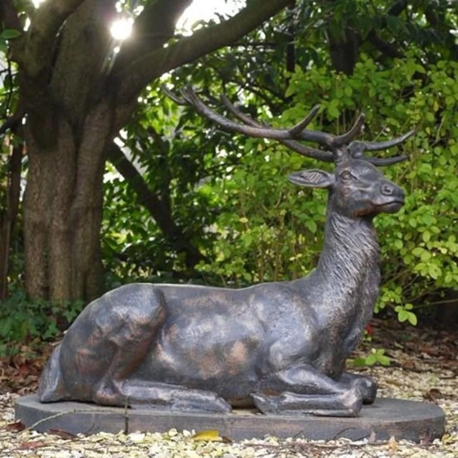 "Life-Size Bronze Stag Garden Statue for Outdoor Decor – STATUES & SCULPTURES"