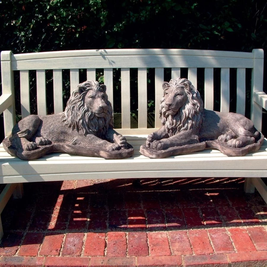 "English Lions Stone Garden Statues – Handcrafted Outdoor Lion Sculptures by STATUES & SCULPTURES"
