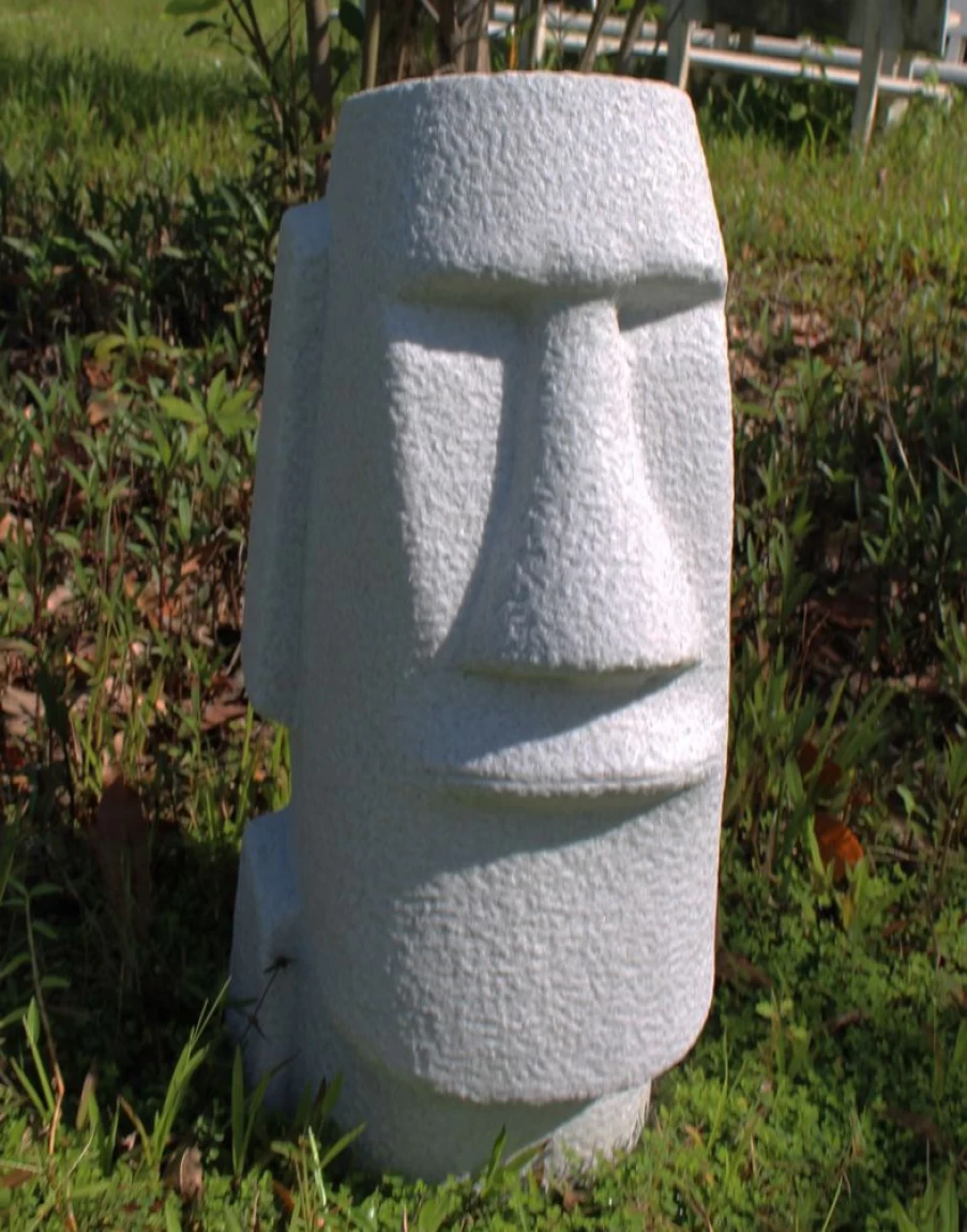 "Easter Island Head Statue 70cm Outdoor Garden Decor - Handcrafted Granite Resin Sculpture by STATUES & SCULPTURES"