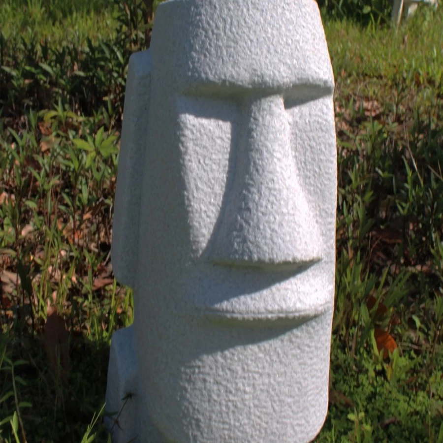 "Easter Island Head Statue 70cm Outdoor Garden Decor - Handcrafted Granite Resin Sculpture by STATUES & SCULPTURES"