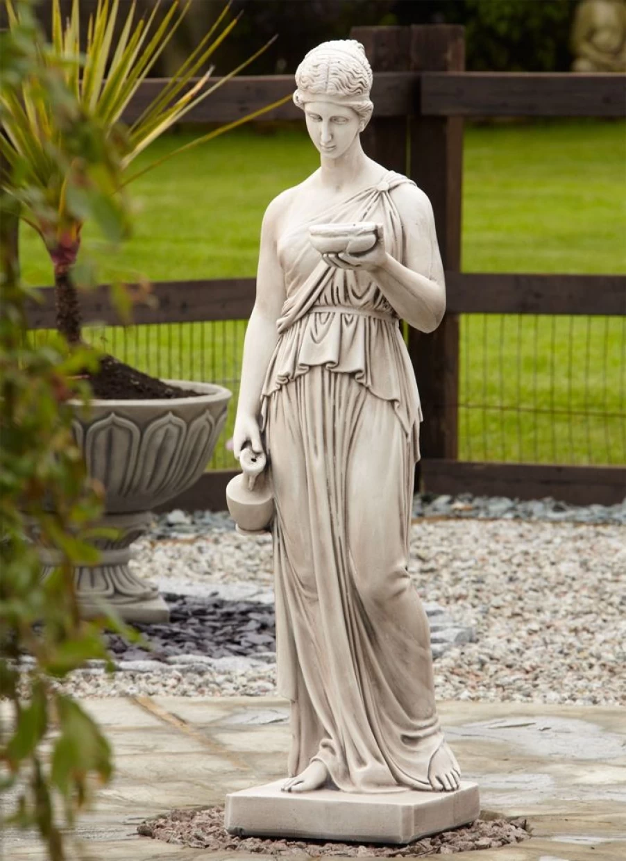 "Hebe Greek Goddess Garden Statue – Handcrafted Stone Sculpture for Outdoor Decor"