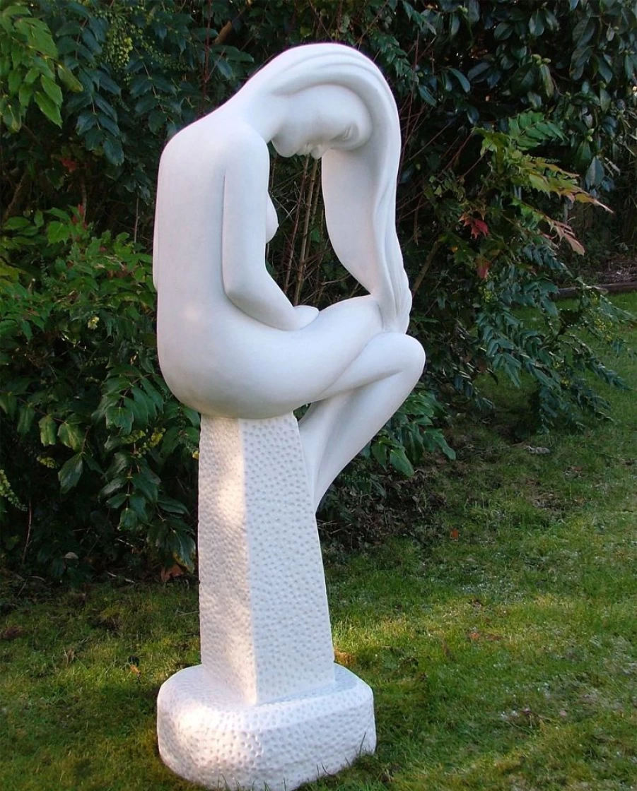 "STATUES & SCULPTURES Europa 110cm Nude Marble Resin Garden Statue – Classic Outdoor Decor"