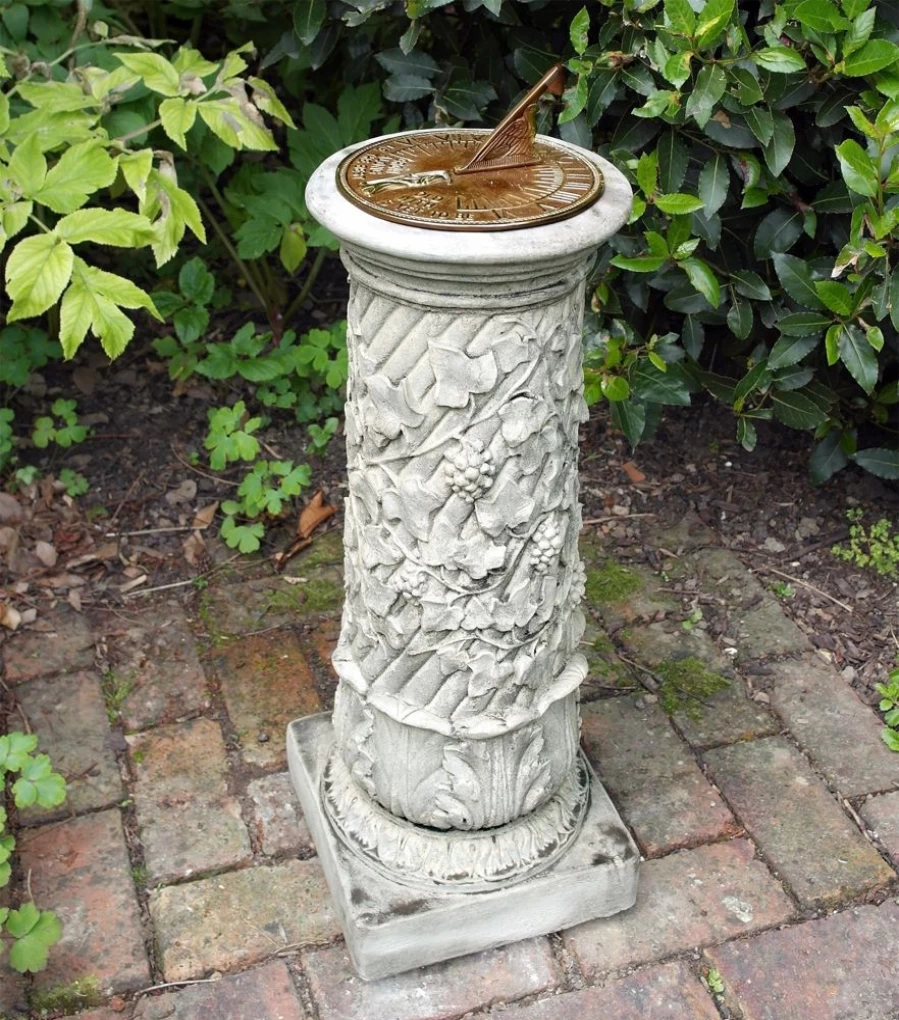 "STATUES & SCULPTURES Vintage Brass Stone Garden Sundial – Antique Outdoor Decor"