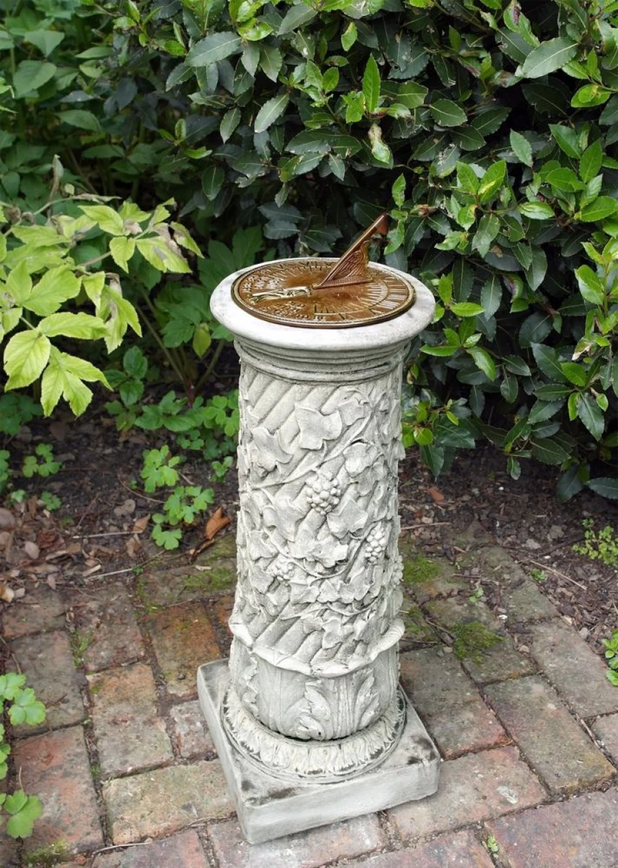 "STATUES & SCULPTURES Vintage Brass Stone Garden Sundial – Antique Outdoor Decor"