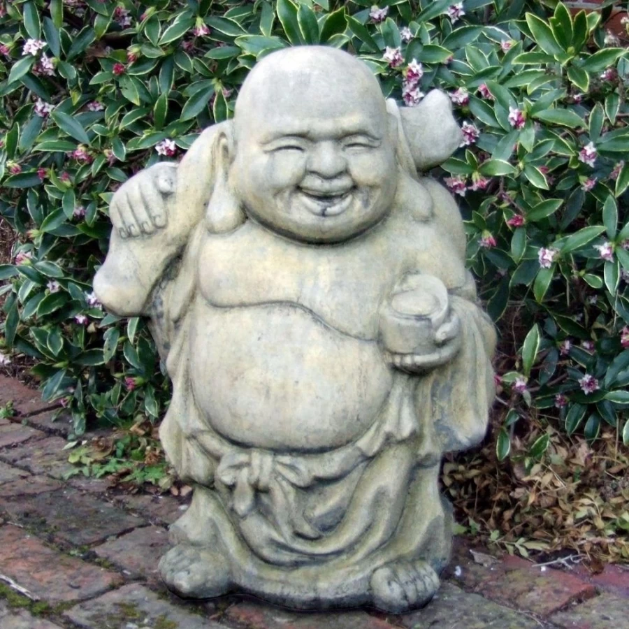 "Hand-Carved Roaming Buddha Stone Statue for Garden Decor – STATUES & SCULPTURES"