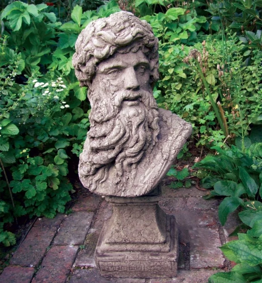 "Hercules Head Bust Statue - Classic Stone Garden Sculpture by STATUES & SCULPTURES"