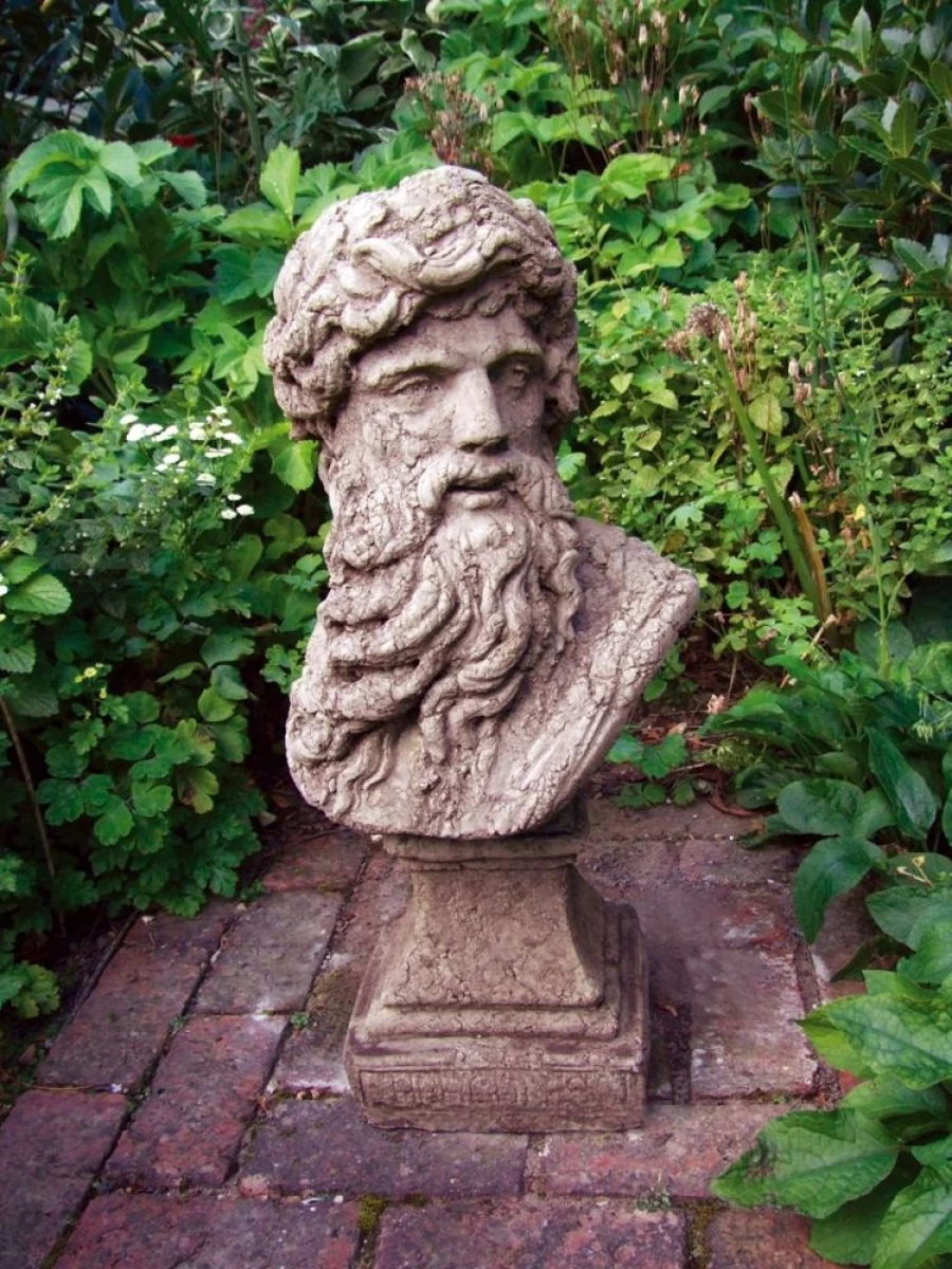"Hercules Head Bust Statue - Classic Stone Garden Sculpture by STATUES & SCULPTURES"