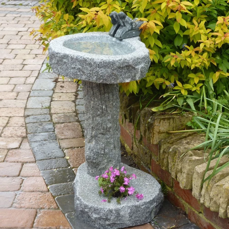 "STATUES & SCULPTURES Handcrafted Natural Granite Bird Bath for Garden – Outdoor Decorative Stone Birdbath"