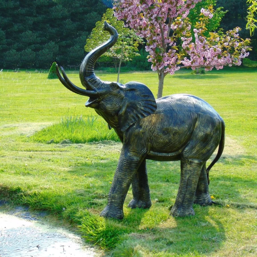 "STATUES & SCULPTURES African Elephant Bronze Garden Statue – Handcrafted Metal Art for Outdoor Decor"
