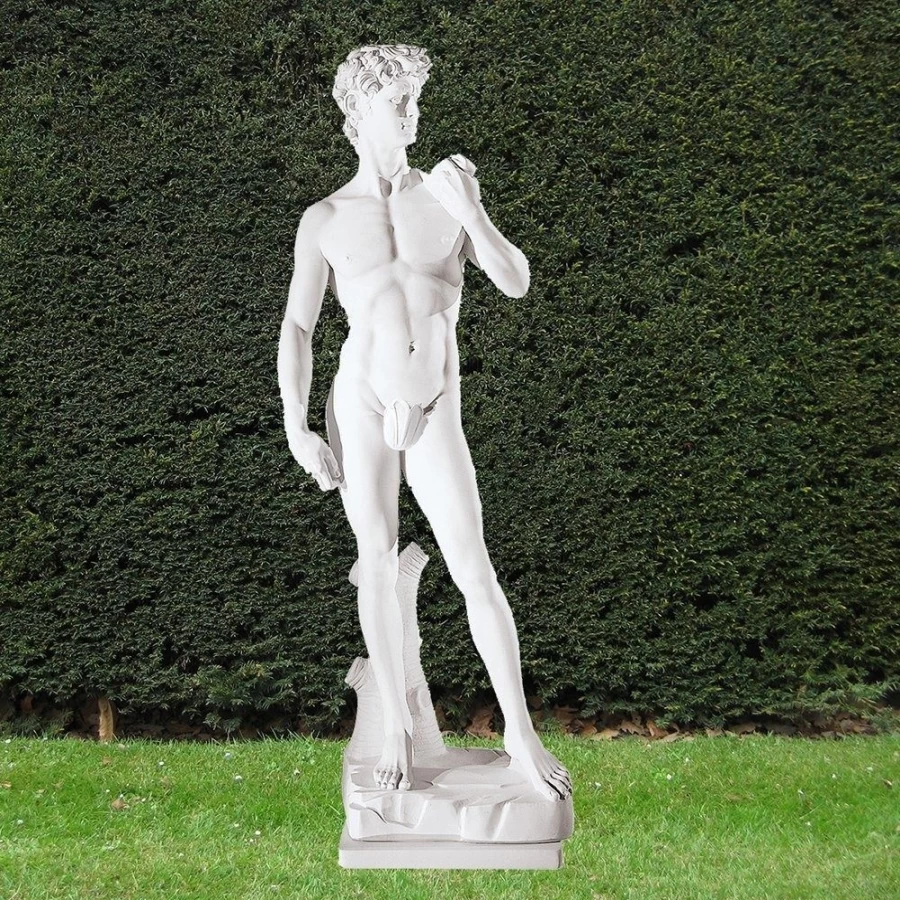 "Michelangelo's David Statue 84cm - Premium Marble Resin Garden Sculpture by STATUES & SCULPTURES"