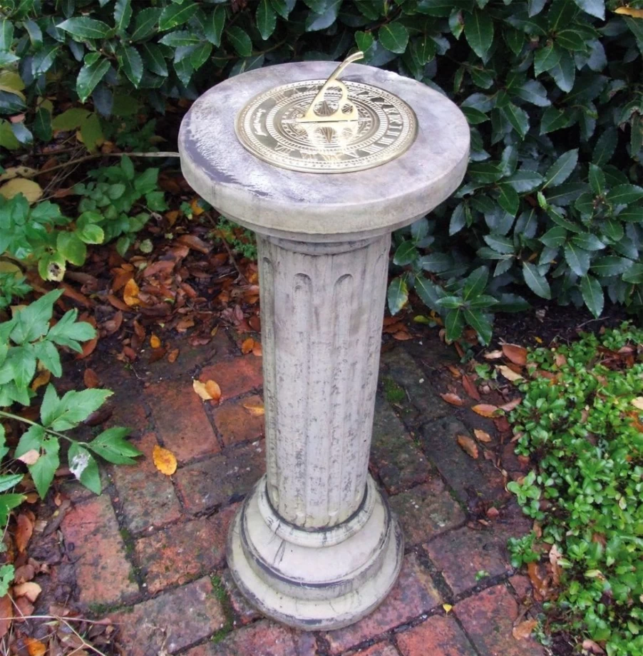 "STATUES & SCULPTURES Brighton Brass Stone Sundial – Classic Garden Decor"