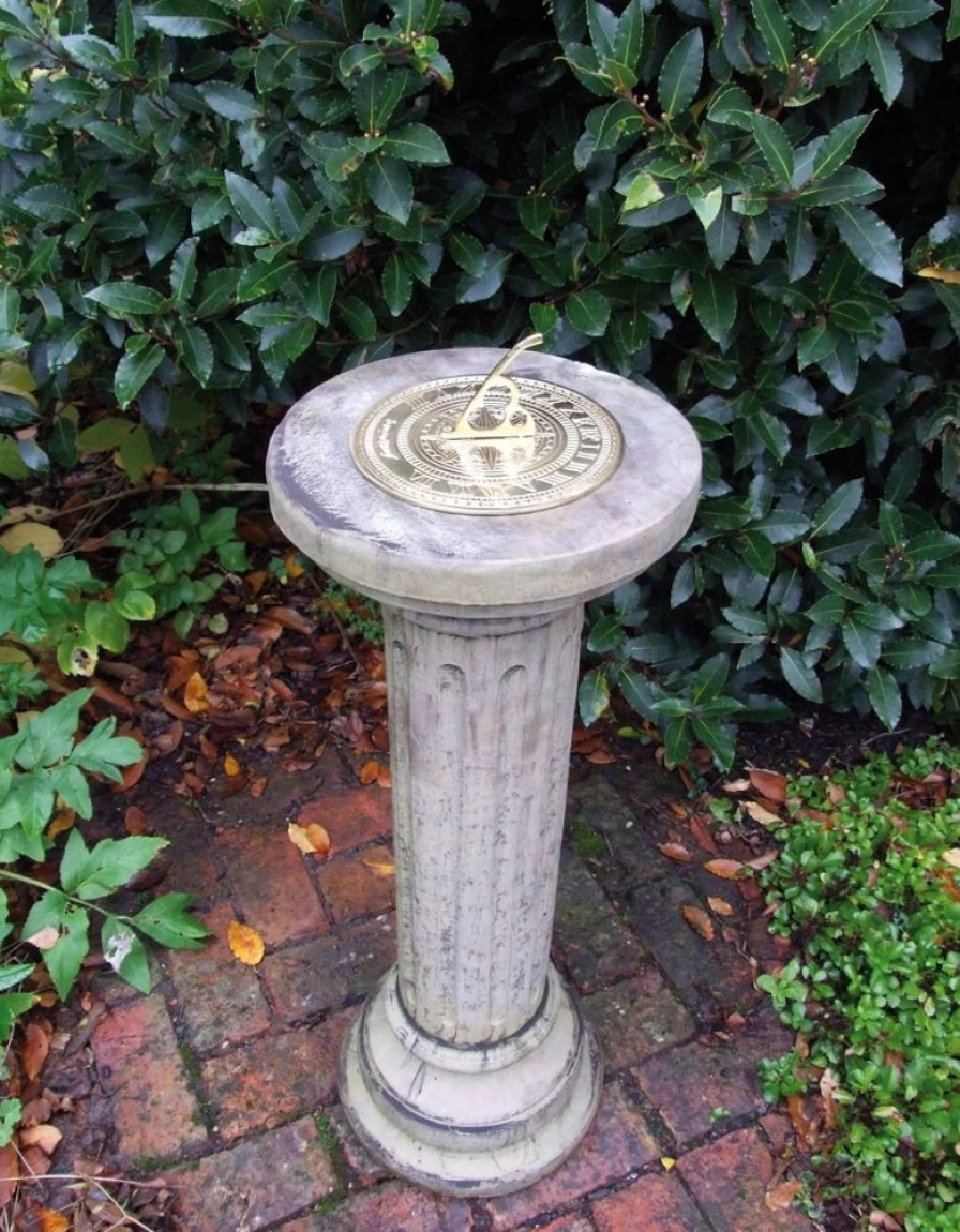 "STATUES & SCULPTURES Brighton Brass Stone Sundial – Classic Garden Decor"