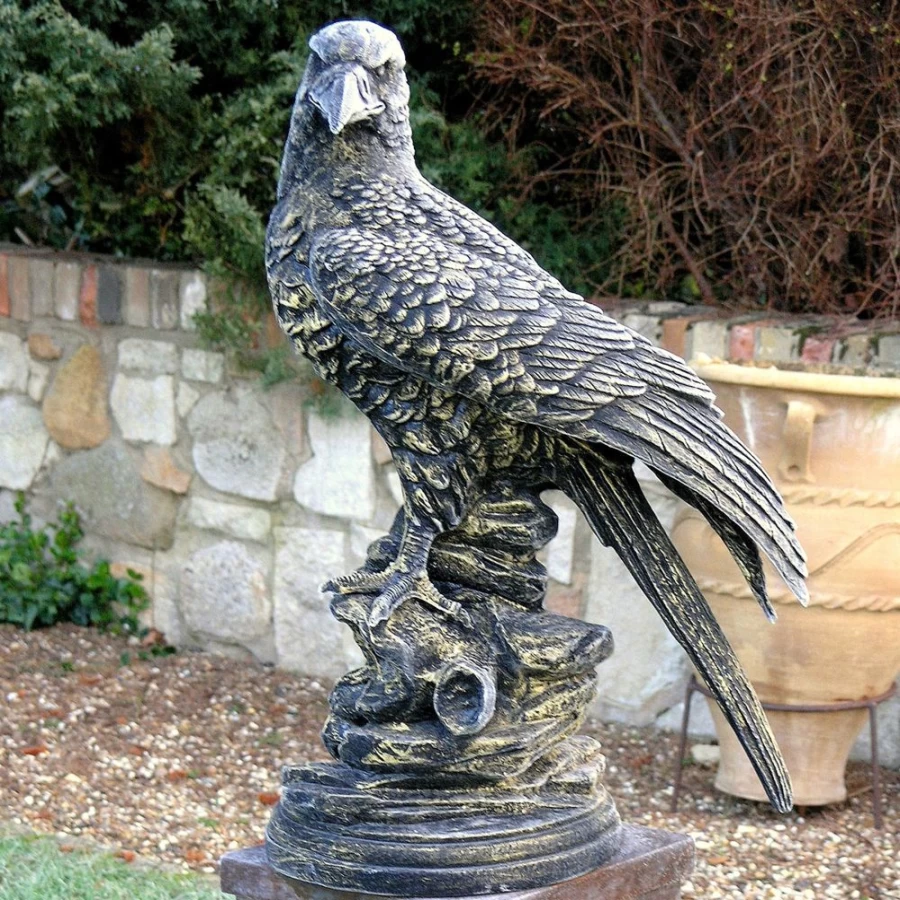 "Golden Eagle Bronze Garden Statue – Outdoor Wildlife Sculpture by STATUES & SCULPTURES"