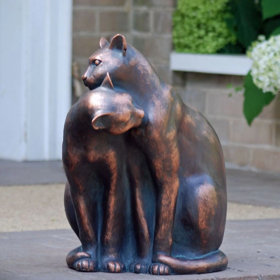 "Handcrafted Bronze Resin Cat Sculpture - Garden Statue for Cat Lovers by STATUES & SCULPTURES"