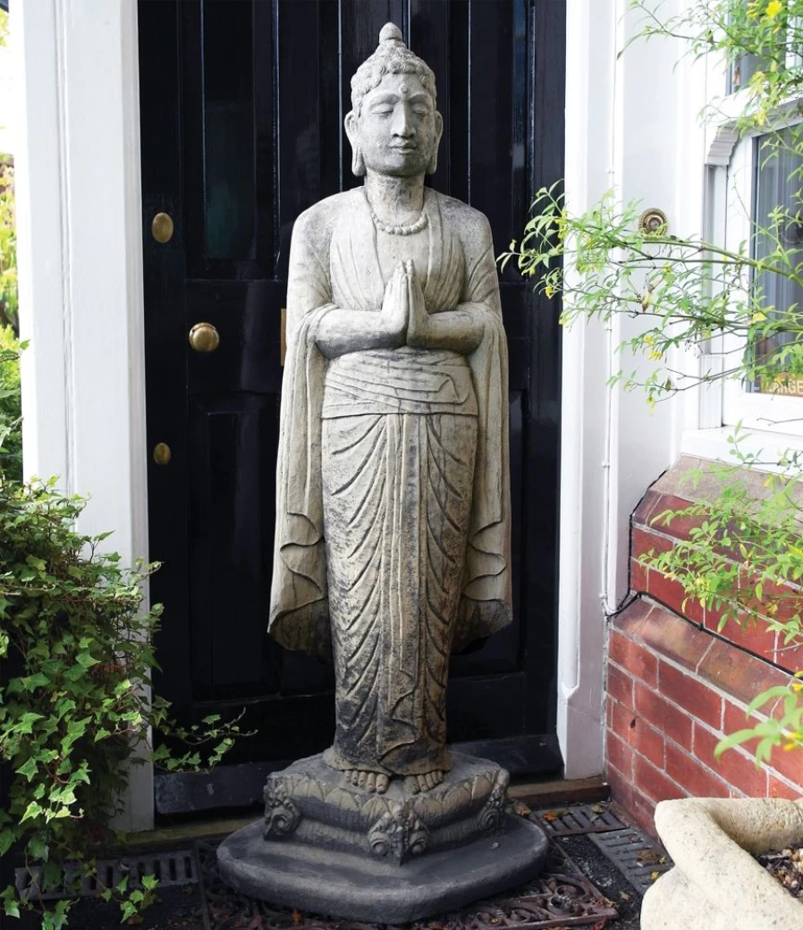 "Hand-Carved Upright Buddha Statue for Garden - Premium Stone Sculpture by STATUES & SCULPTURES"
