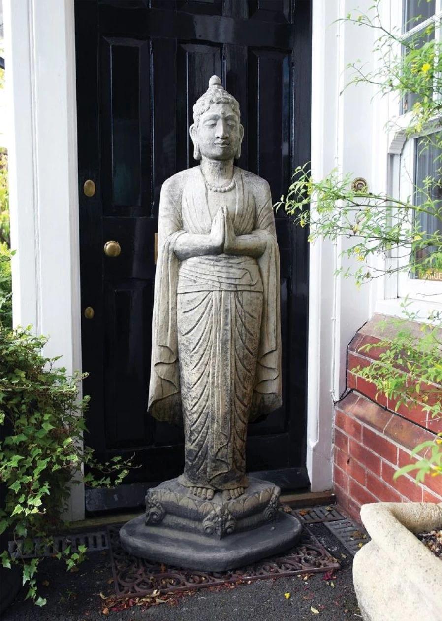 "Hand-Carved Upright Buddha Statue for Garden - Premium Stone Sculpture by STATUES & SCULPTURES"