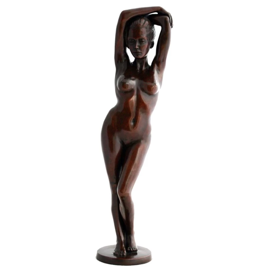 "STATUES & SCULPTURES Bronze Standing Woman Statue – Elegant Indoor Art Sculpture for Home Decor"