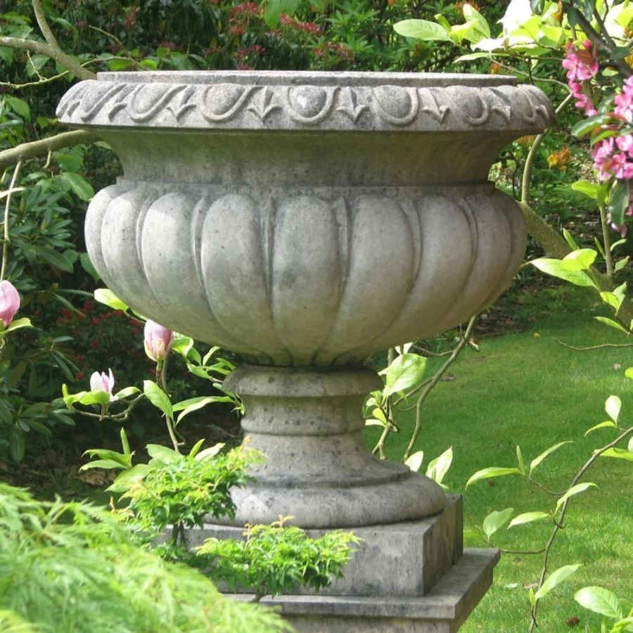 Victorian Style Tazza Stone Garden Planter - Elegant Outdoor Decor by STATUES & SCULPTURES
