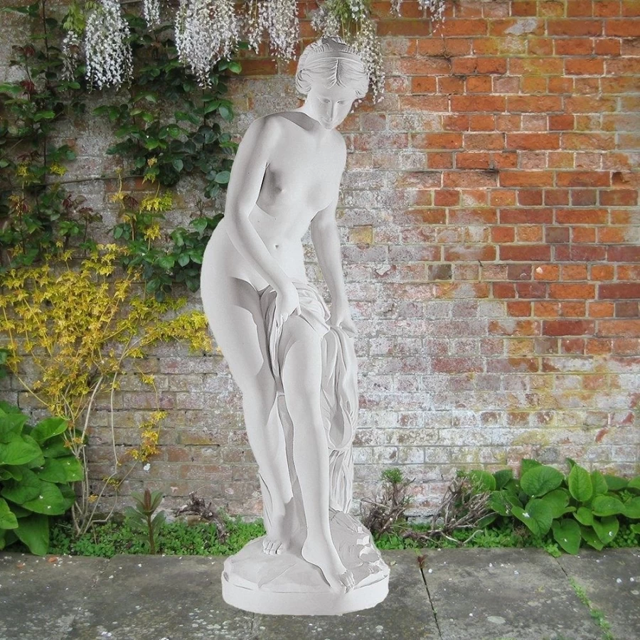 "STATUES & SCULPTURES 120Cm Bathing Goddess Garden Statue - Handcrafted Marble Resin Outdoor Decor"