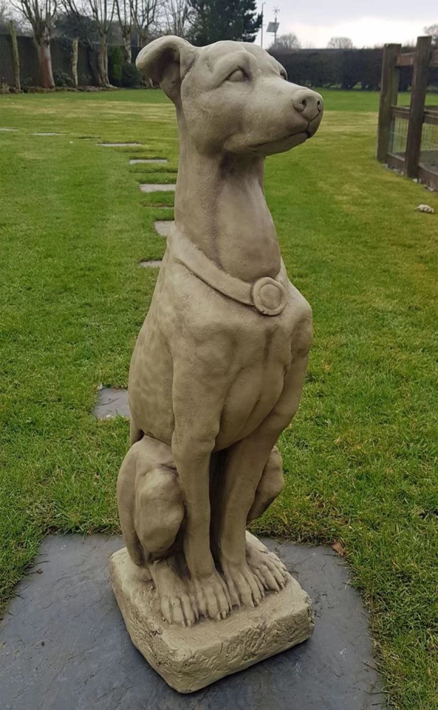 "STATUES & SCULPTURES Greyhound 90Cm Tall Stone Garden Statue Outdoor Dog Sculpture"