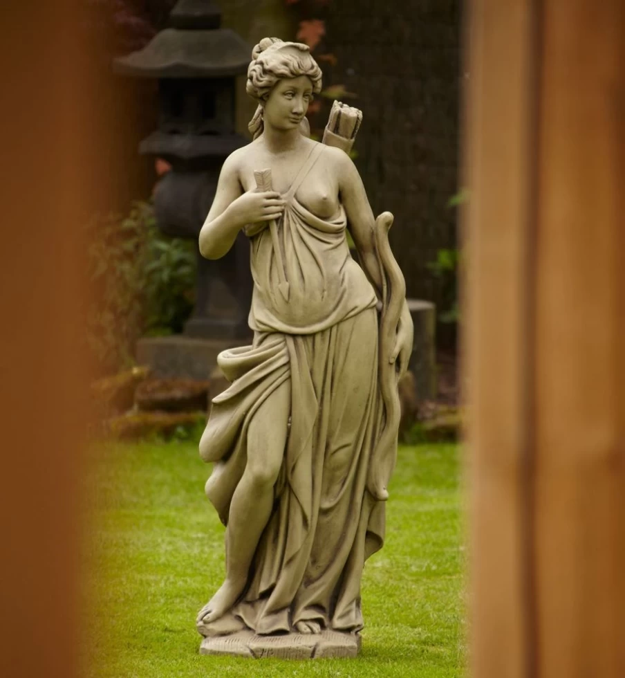 "Diana Stone Garden Statue - Handcrafted Outdoor Sculpture by STATUES & SCULPTURES"