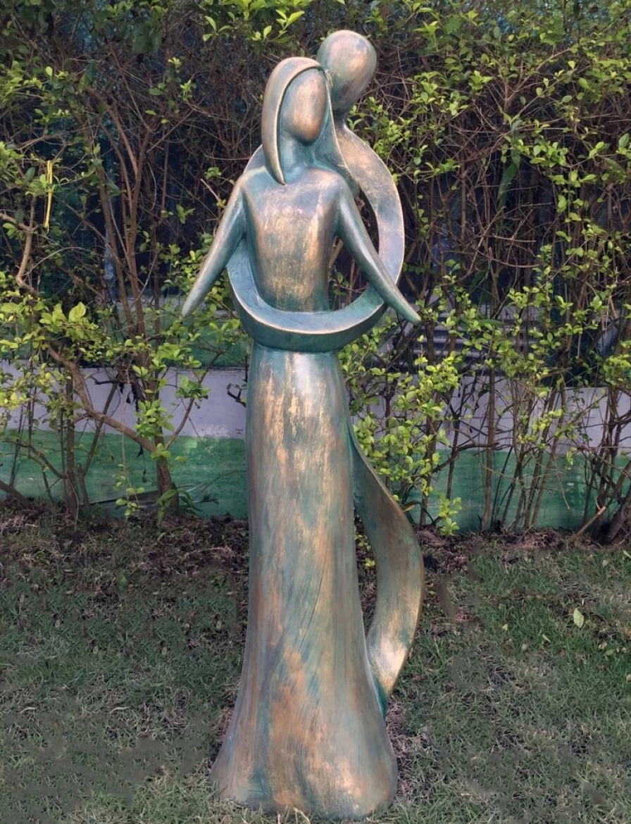 "Everlasting Love 85cm Bronze Resin Garden Statue – STATUES & SCULPTURES Romantic Outdoor Decor"