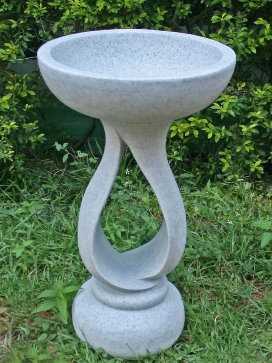 "STATUES & SCULPTURES Grasmere Modern Granite-Resin Outdoor Bird Bath for Garden Decor"