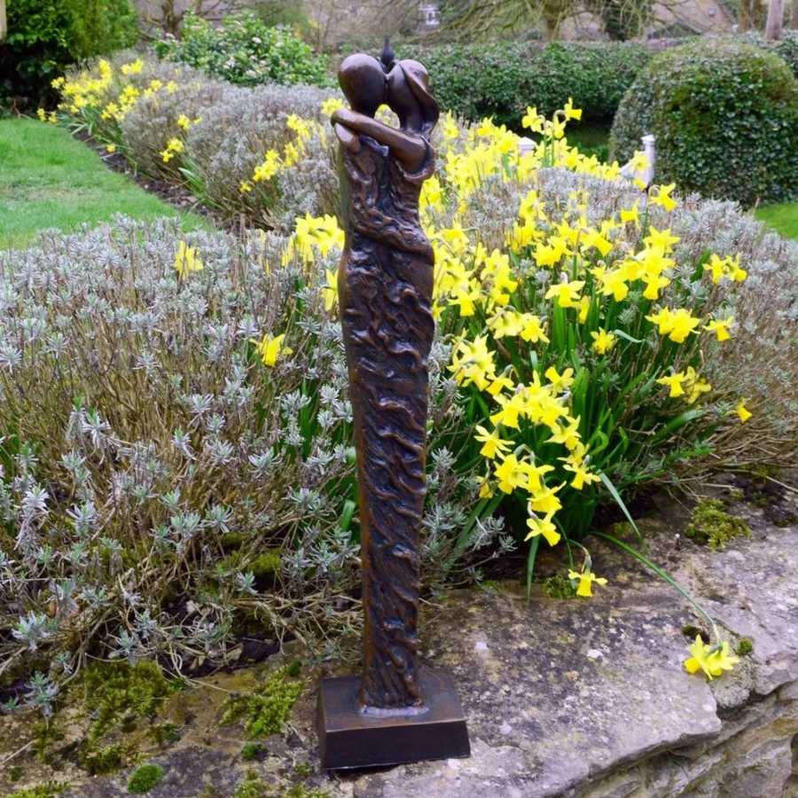 "Bronze Forever Love Modern Sculpture - 63Cm Tall Garden Statue by STATUES & SCULPTURES"