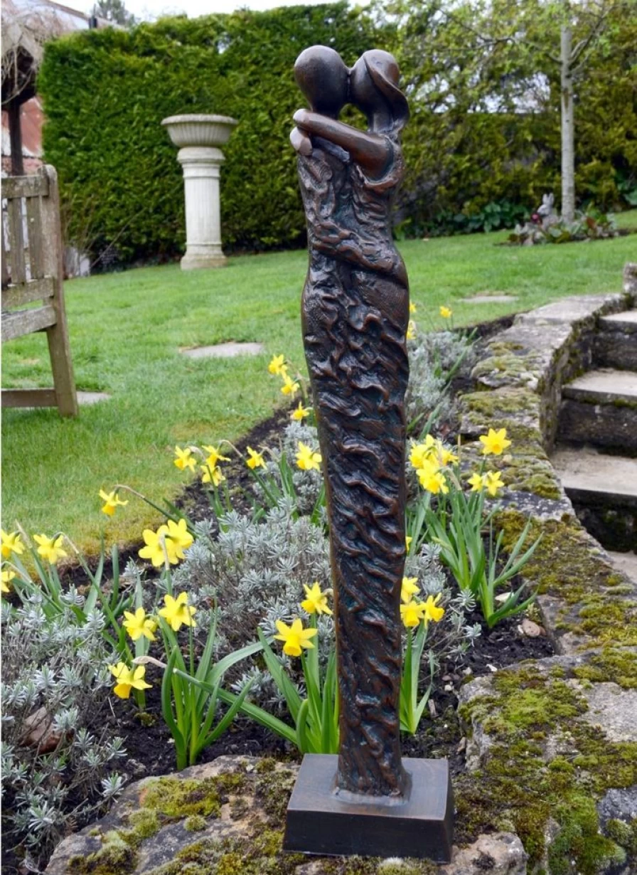 "Bronze Forever Love Modern Sculpture - 63Cm Tall Garden Statue by STATUES & SCULPTURES"