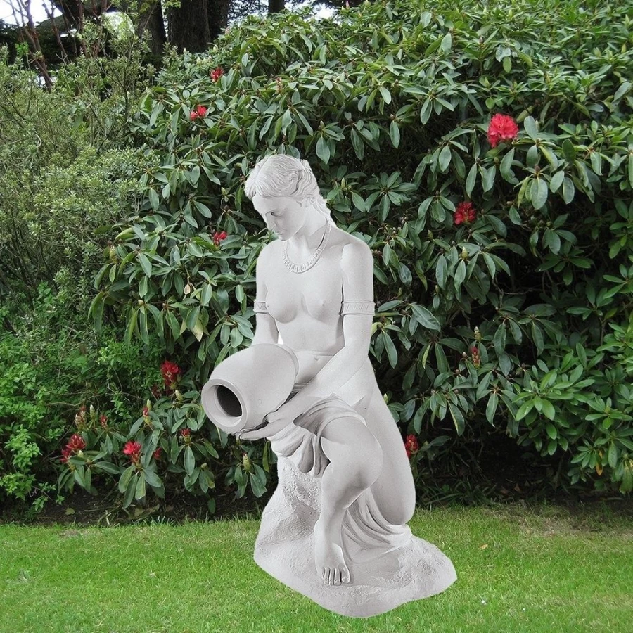 "STATUES & SCULPTURES Water Bearer 90Cm Garden Statue - Handcrafted Marble Resin Outdoor Decor"