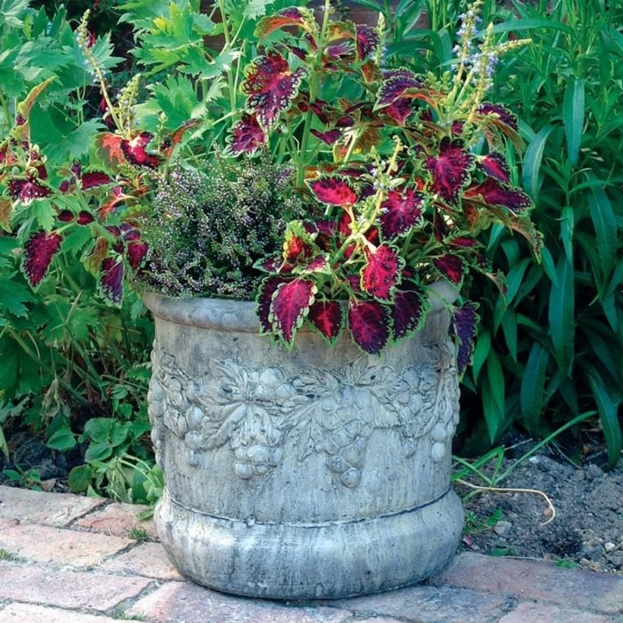 "STATUES & SCULPTURES Modena 13 Inch Stone Vase - Outdoor Garden Planter for Patio and Lawn Decor"