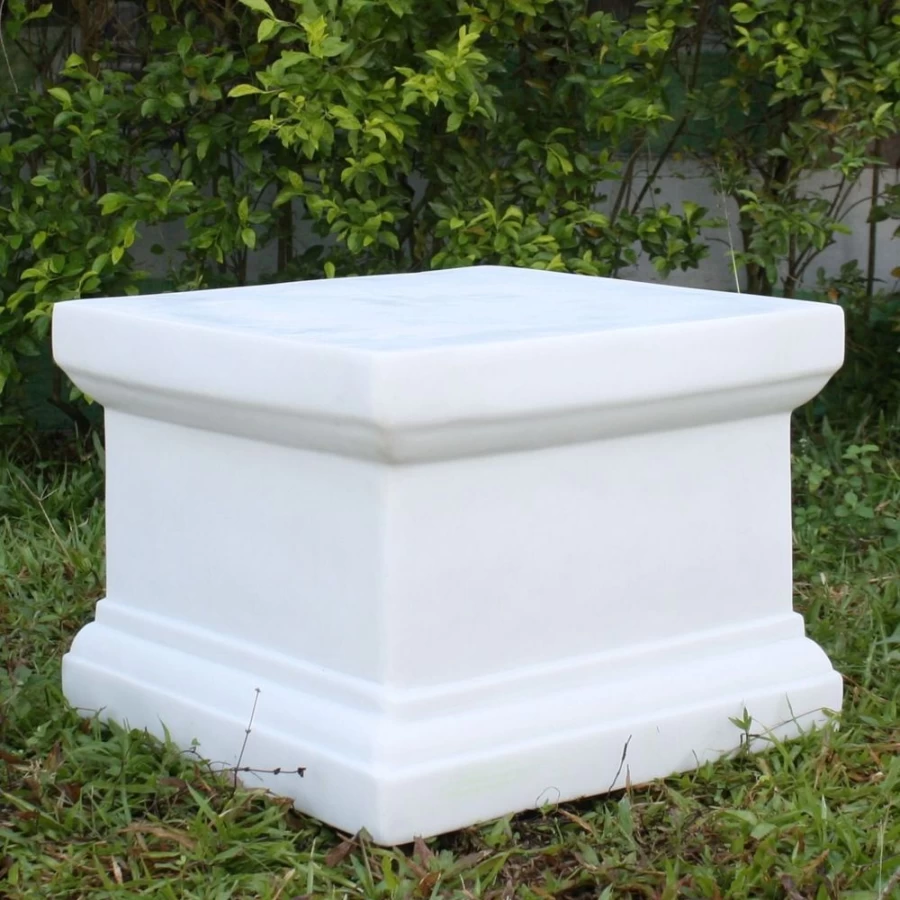 32Cm White Marble Resin Garden Pedestal Stand - Classic Plain Design by STATUES & SCULPTURES