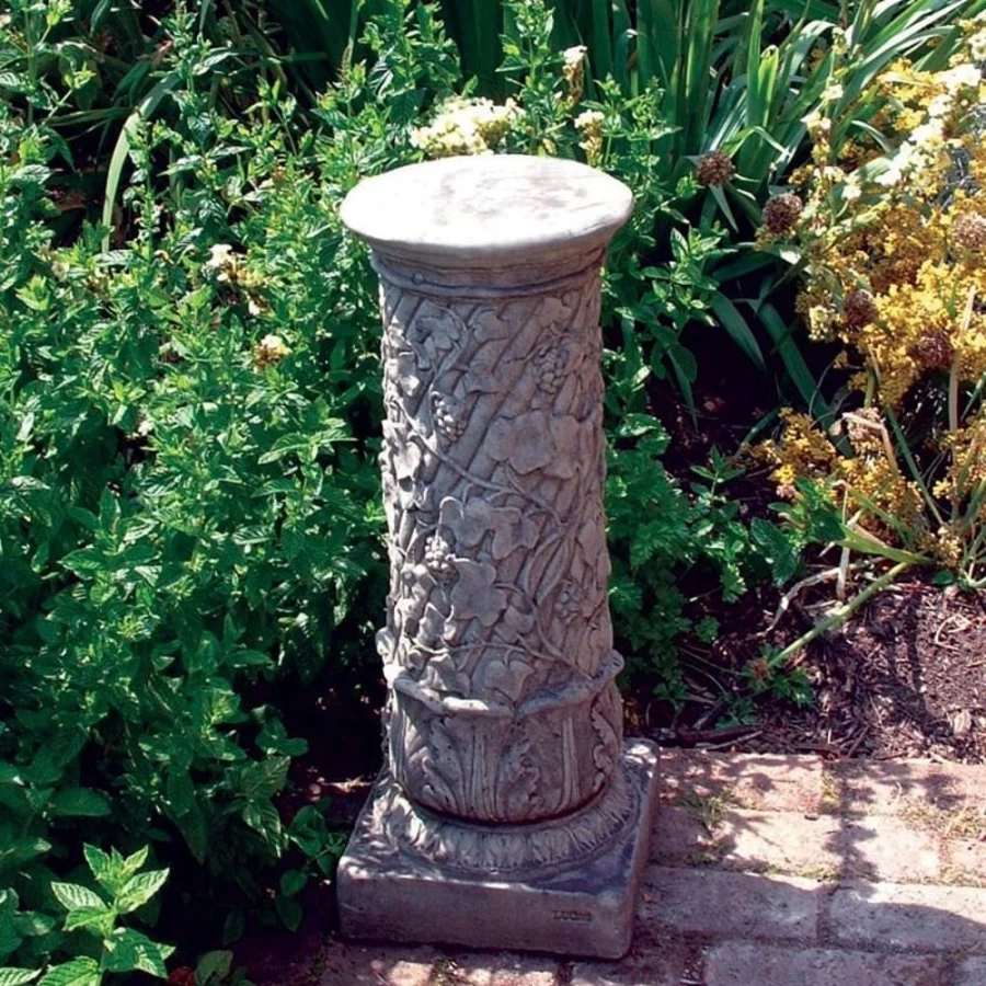 "STATUES & SCULPTURES Vine Column Pedestal - Natural Stone Garden Decor"