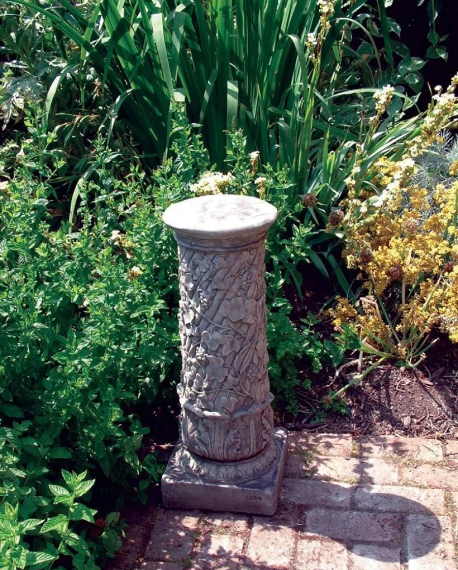 "STATUES & SCULPTURES Vine Column Pedestal - Natural Stone Garden Decor"
