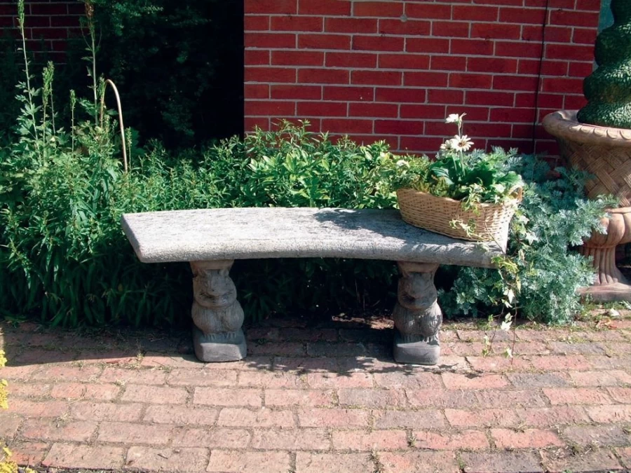 Elegant Curved Stone Garden Bench for Outdoor Decor by STATUES & SCULPTURES