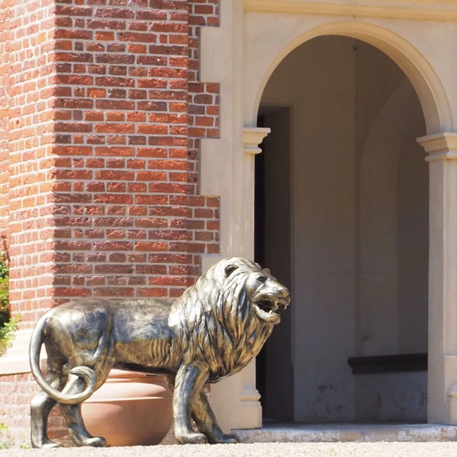 "STATUES & SCULPTURES Grand Lion Bronze Garden Statue - Right Facing Outdoor Decor"