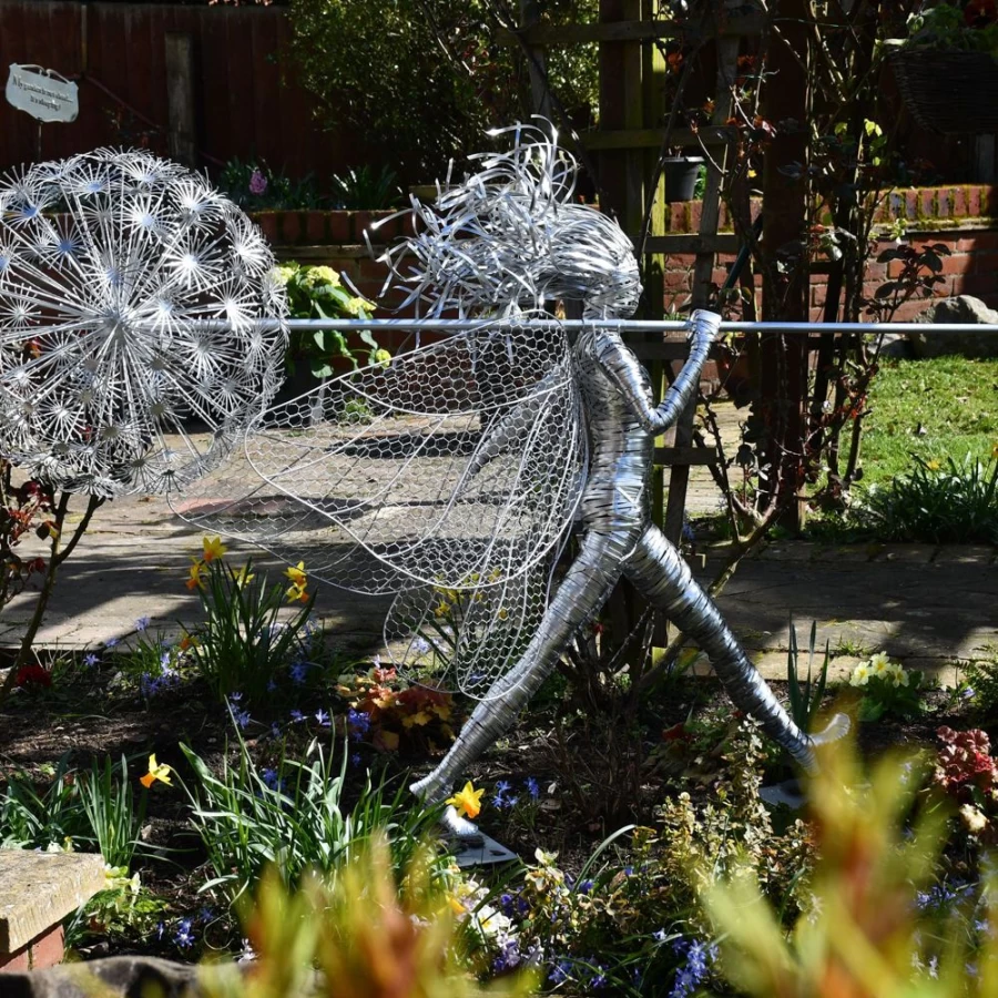 "Celeste Fairy Garden Sculpture - Elegant Metal Wire Statue by STATUES & SCULPTURES"