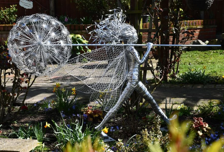 "Celeste Fairy Garden Sculpture - Elegant Metal Wire Statue by STATUES & SCULPTURES"