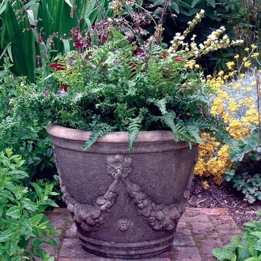"STATUES & SCULPTURES Swagg Urn Stone Planter – Outdoor Garden Decor"