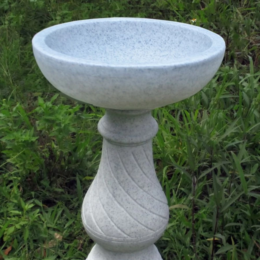 "STATUES & SCULPTURES Buttermere Granite Resin Modern Outdoor Garden Bird Bath"