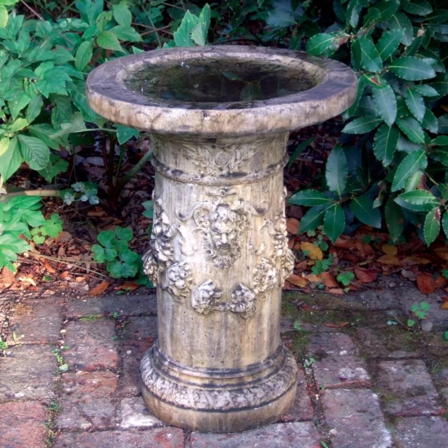 Gothic Style Stone Bird Bath for Garden - STATUES & SCULPTURES Handcrafted Outdoor Decor