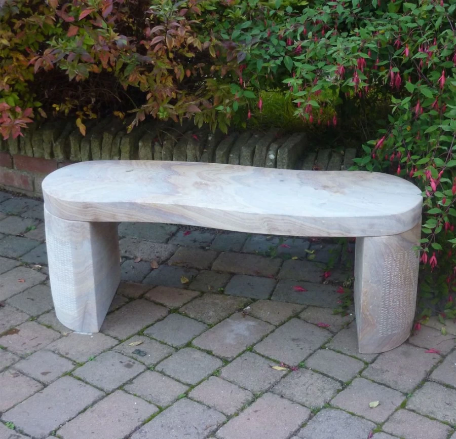 "STATUES & SCULPTURES York Rainbow Sandstone Outdoor Garden Bench – Durable & Decorative"