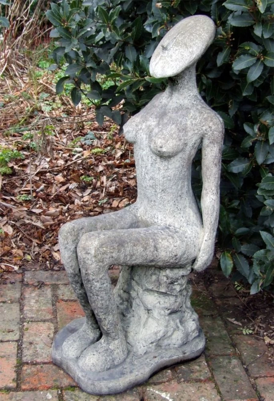 "STATUES & SCULPTURES Fadila Modern Nude Stone Garden Statue for Outdoor Decor"