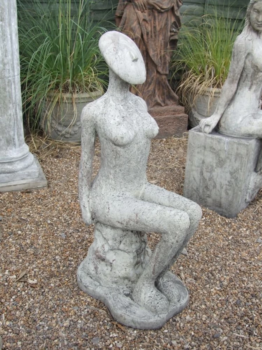"STATUES & SCULPTURES Fadila Modern Nude Stone Garden Statue for Outdoor Decor"