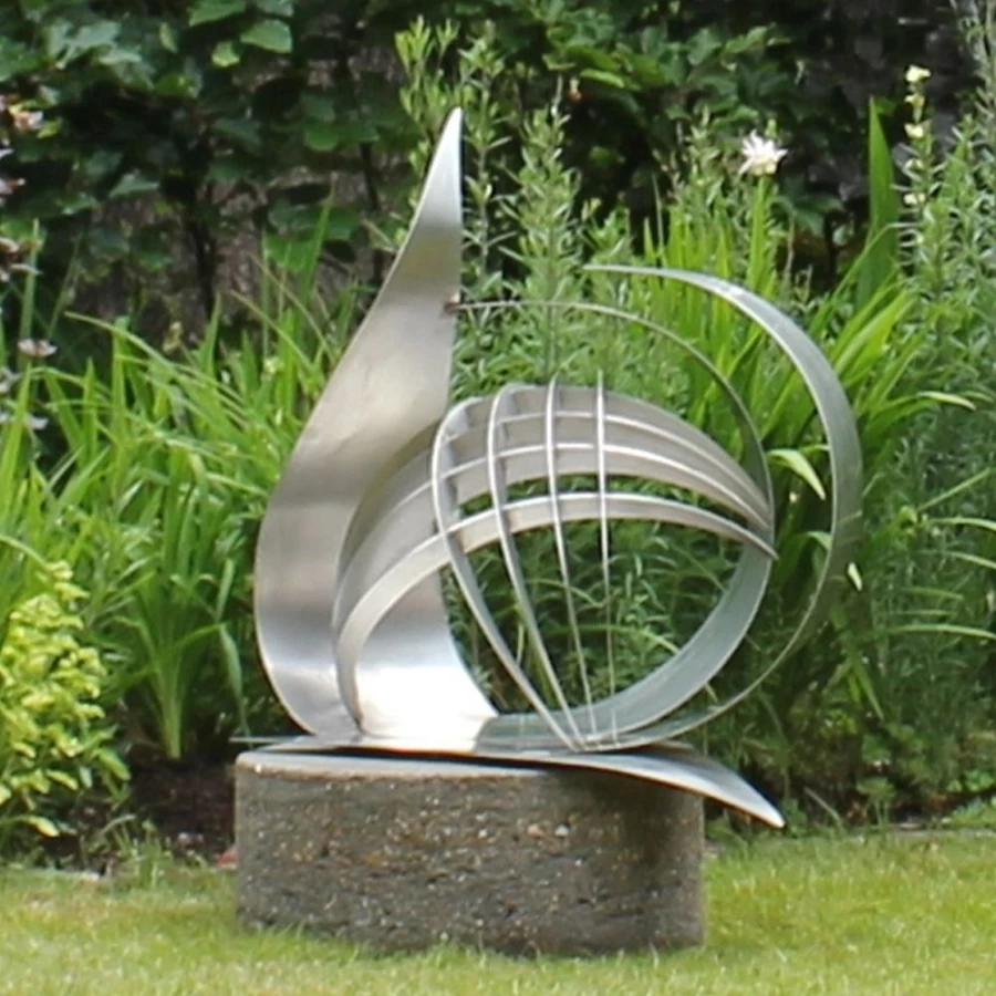 "STATUES & SCULPTURES Synergy II Modern Stainless Steel Outdoor Garden Art Sculpture"