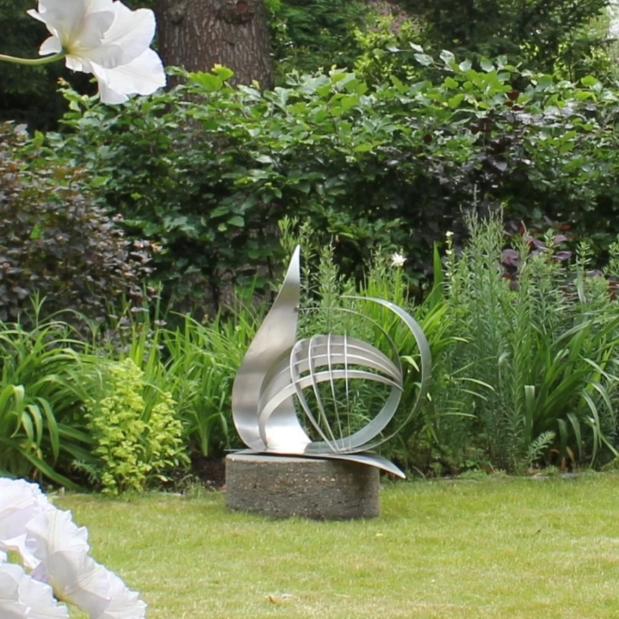 "STATUES & SCULPTURES Synergy II Modern Stainless Steel Outdoor Garden Art Sculpture"