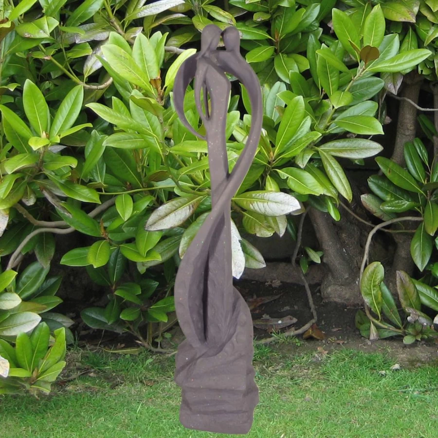 "STATUES & SCULPTURES 82Cm Modern Poly Resin Garden Statue - Loving Kiss Outdoor Decor"