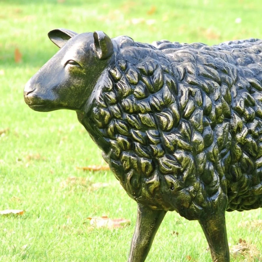 "Life-Size Bronze Sheep Garden Statue – Outdoor Animal Sculpture by STATUES & SCULPTURES"