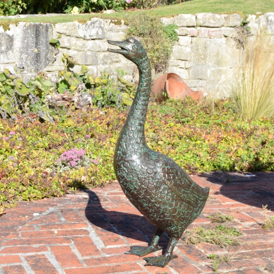 "STATUES & SCULPTURES 66cm Bronze Goose Metal Garden Statue Outdoor Decor"