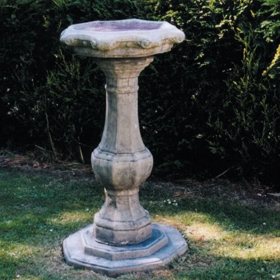 "STATUES & SCULPTURES Ornate Pedestal Stone Bird Bath for Garden Decor"